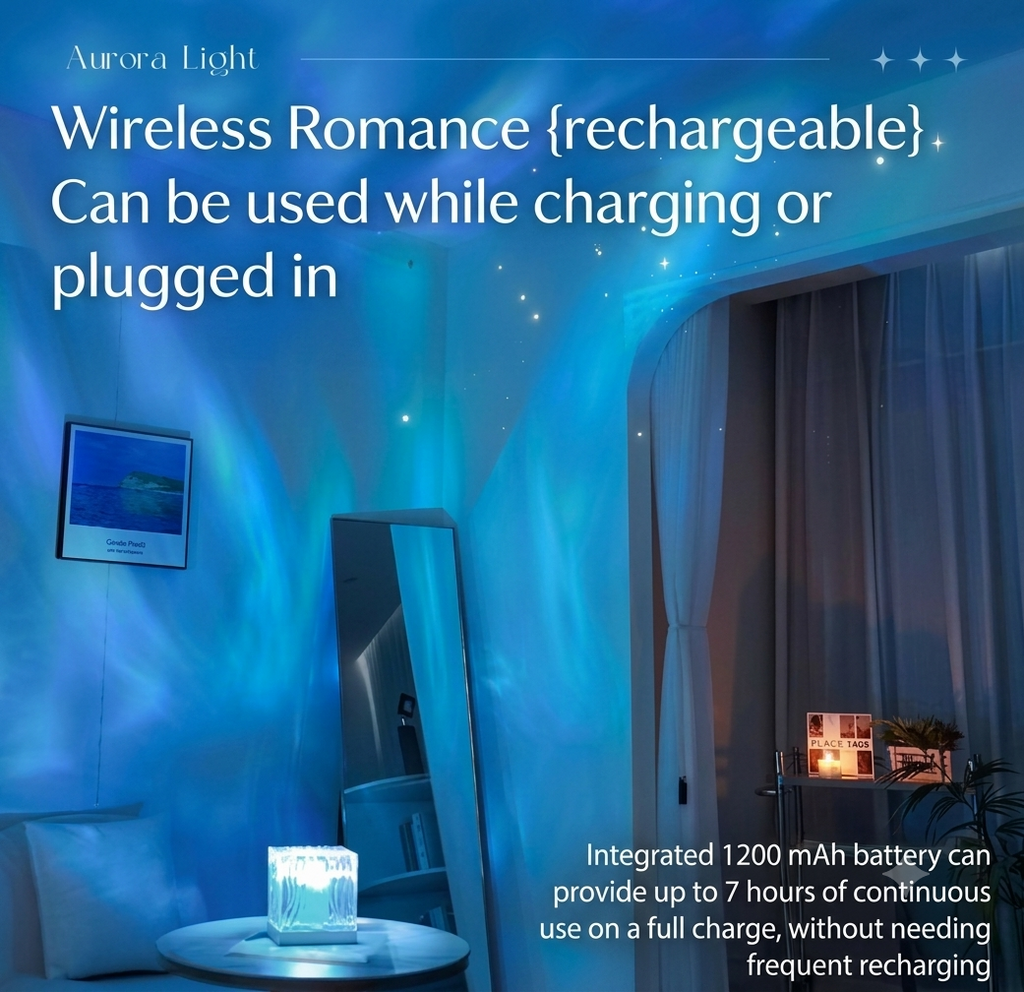 3D Rotating Water Ripple & Flame Projector Night Light - Aesthetic Room Decor