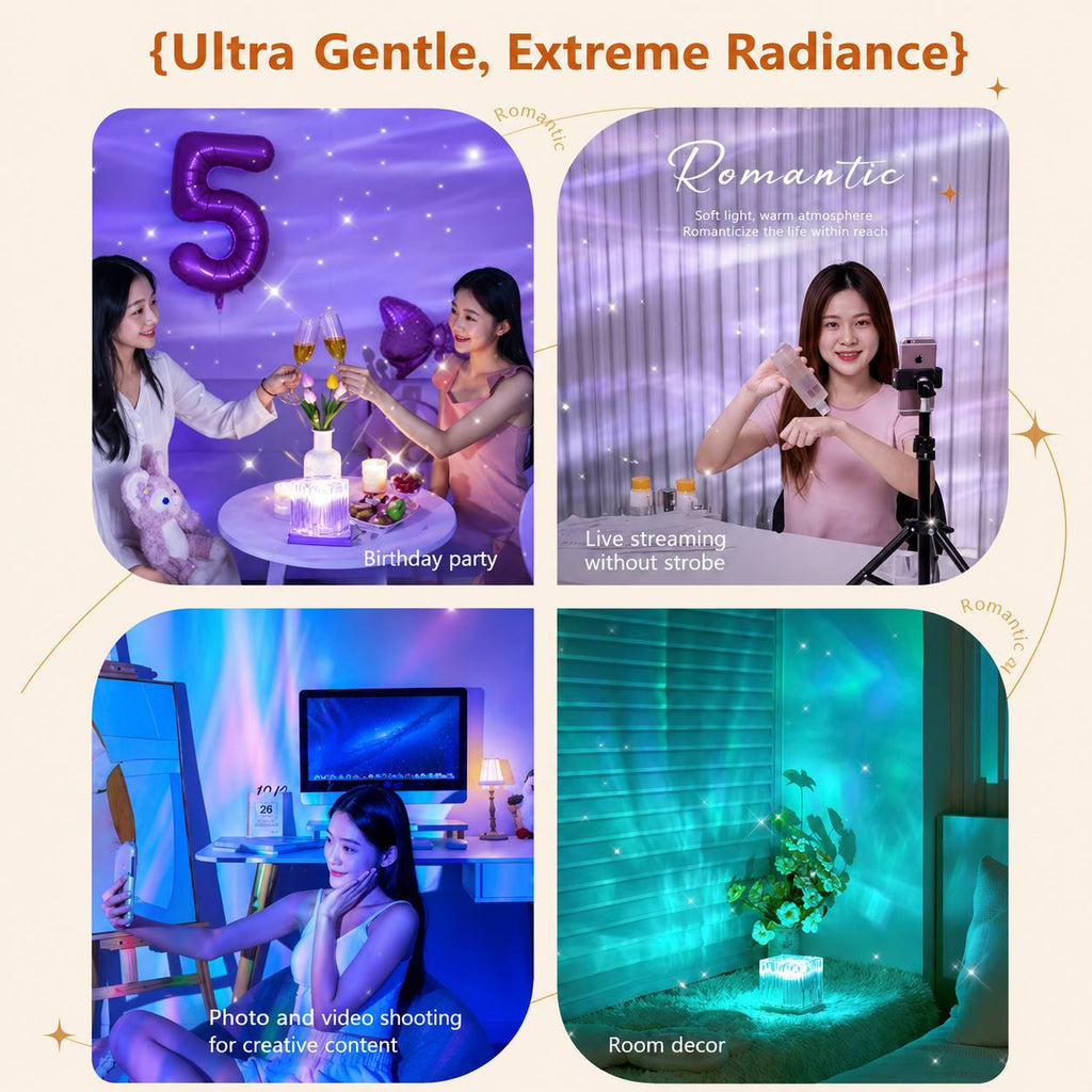 3D Rotating Water Ripple & Flame Projector Night Light - Aesthetic Room Decor